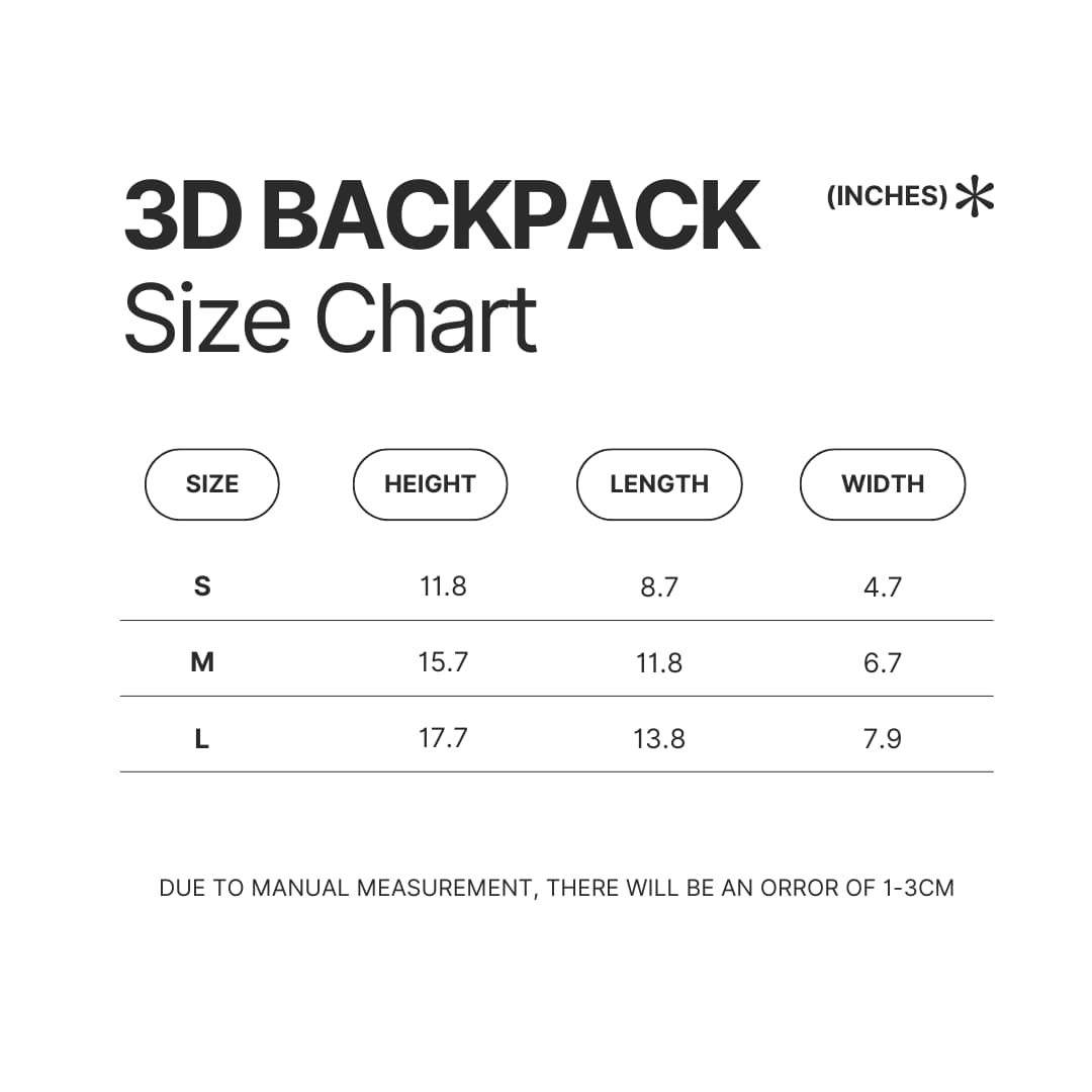 3D Backpack Size Chart - Devilman Crybaby Shop
