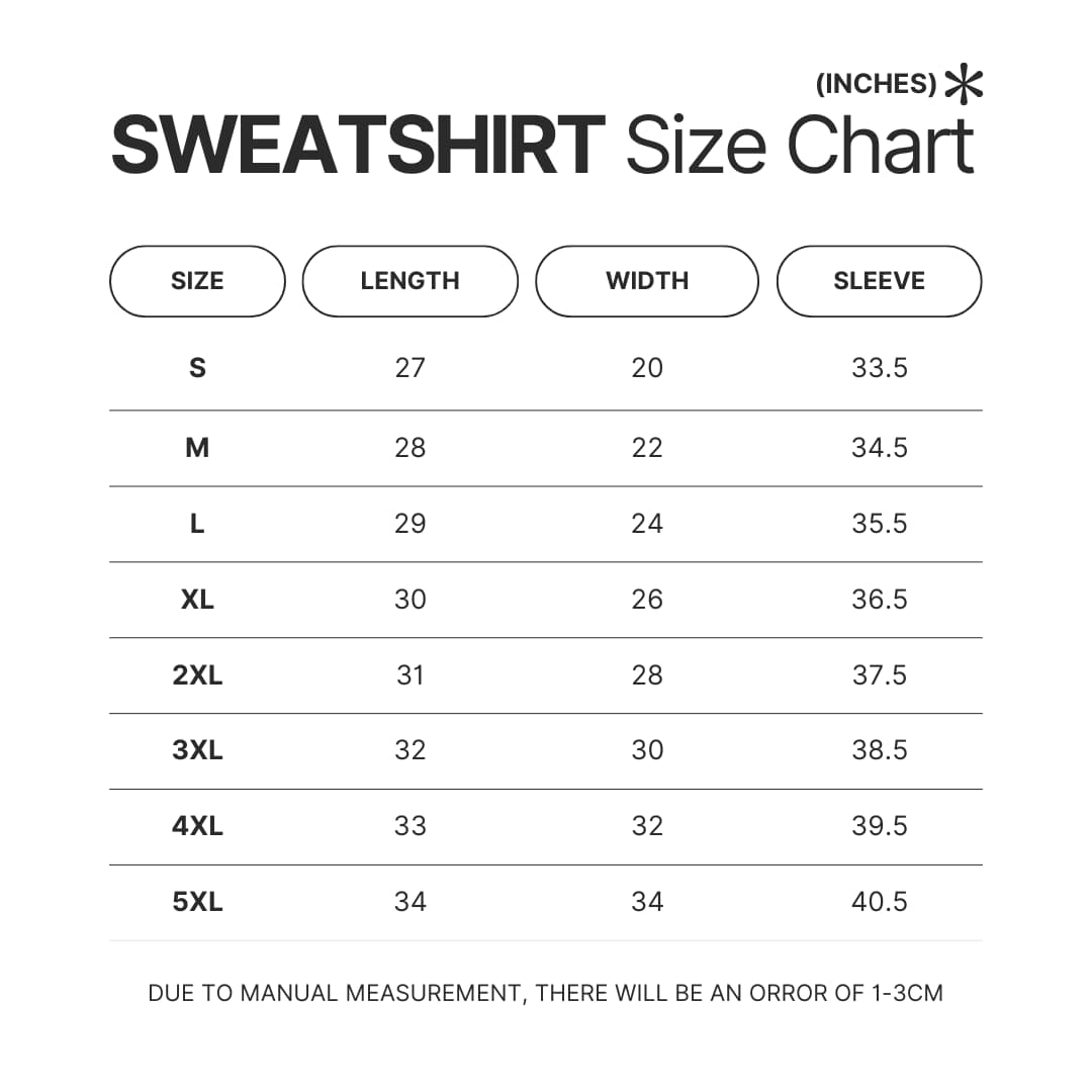 Sweatshirt Size Chart - Devilman Crybaby Shop