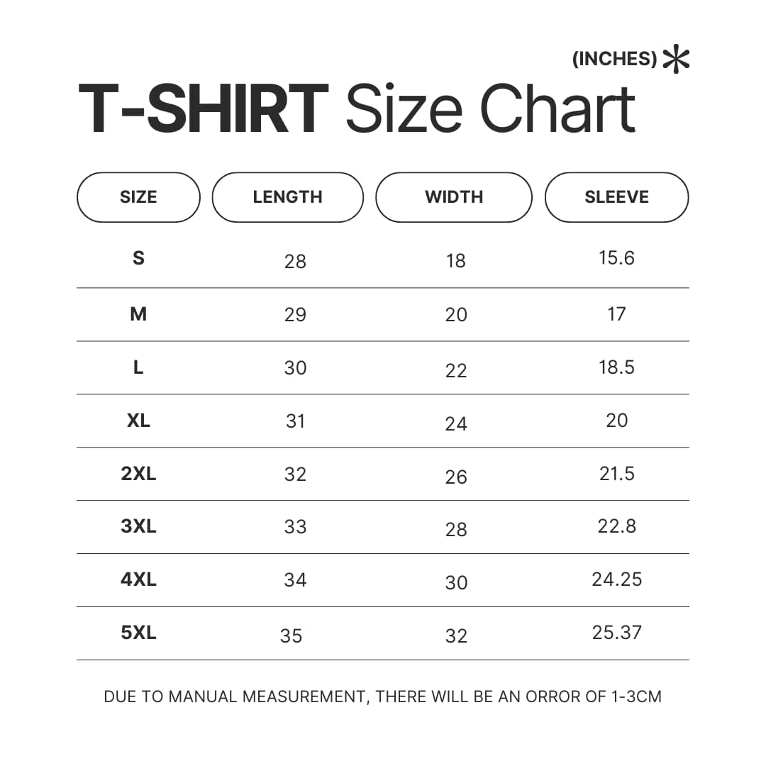 T shirt Size Chart - Devilman Crybaby Shop