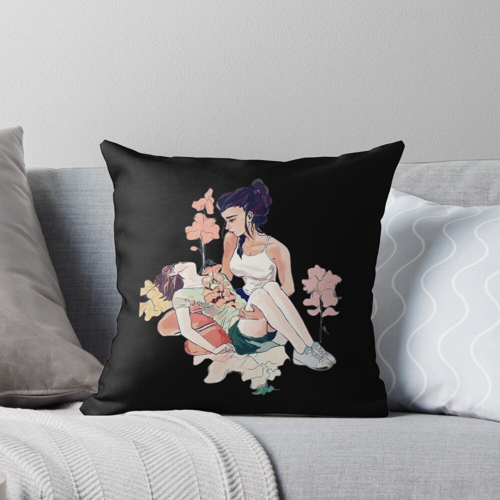 Devilman Crybaby Miki Kuroda And Miki Makimura Throw Pillow